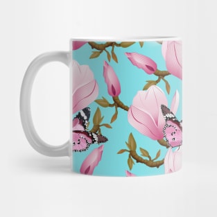 Magnolia Flowers With Butterflies Mug